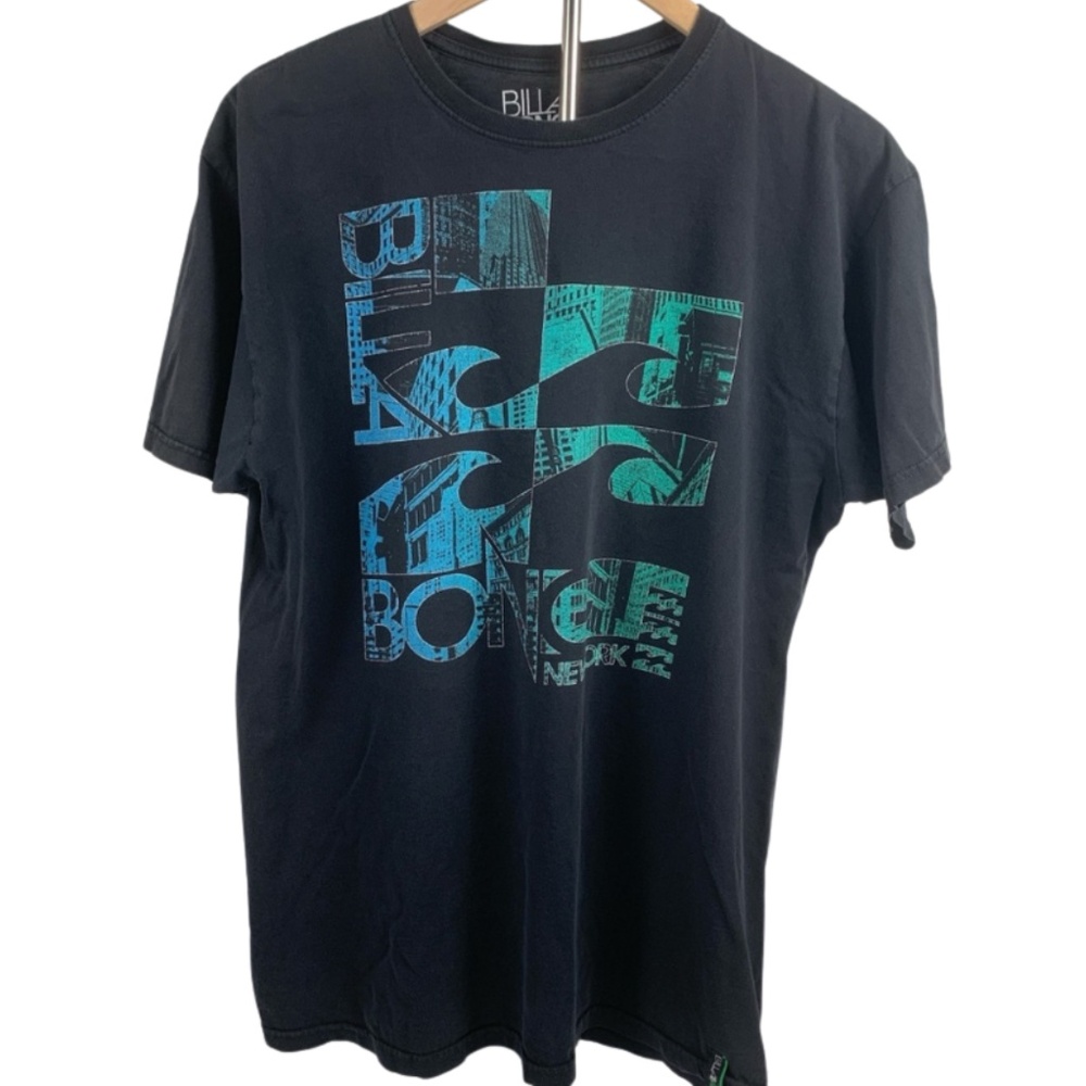 Billabong Vintage Faded Black Teal Graphic T-shirt Men’s L Grunge Y2K
